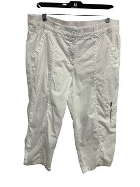 Coral Bay Womens White Lightweight Capri Pants Size 16 Coastal Classic Stretch